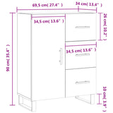 vidaXL Dressoir 69,5x34x90 cm bewerkt hout wit