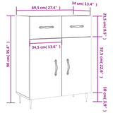 vidaXL Dressoir 69,5x34x90 cm bewerkt hout hoogglans wit
