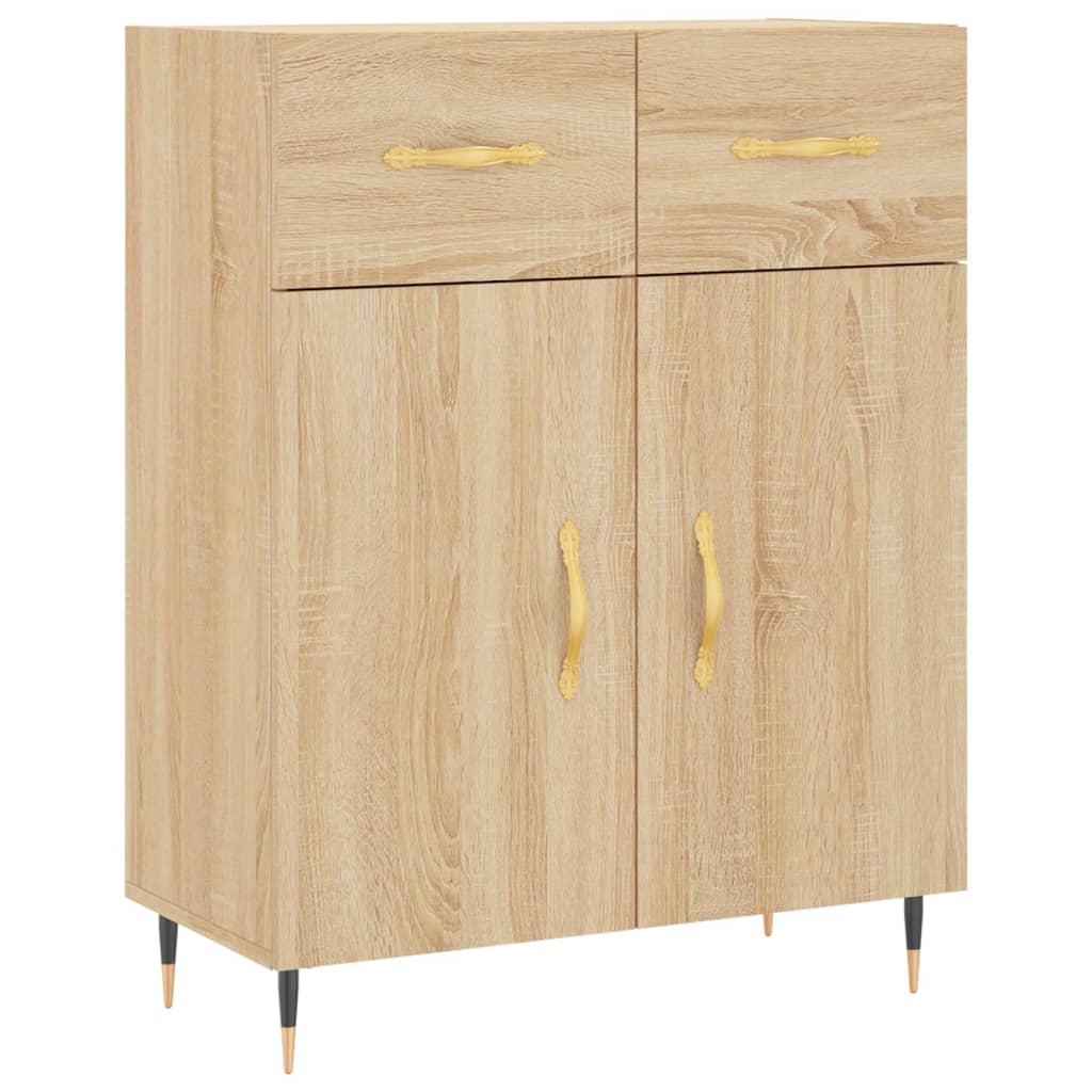 vidaXL Dressoir 69,5x34x90 cm bewerkt hout hoogglans wit