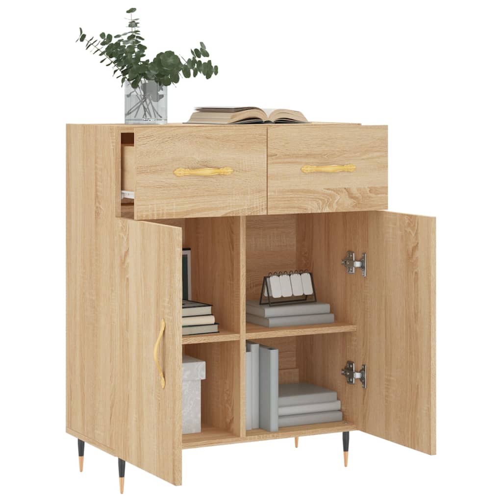 vidaXL Dressoir 69,5x34x90 cm bewerkt hout hoogglans wit