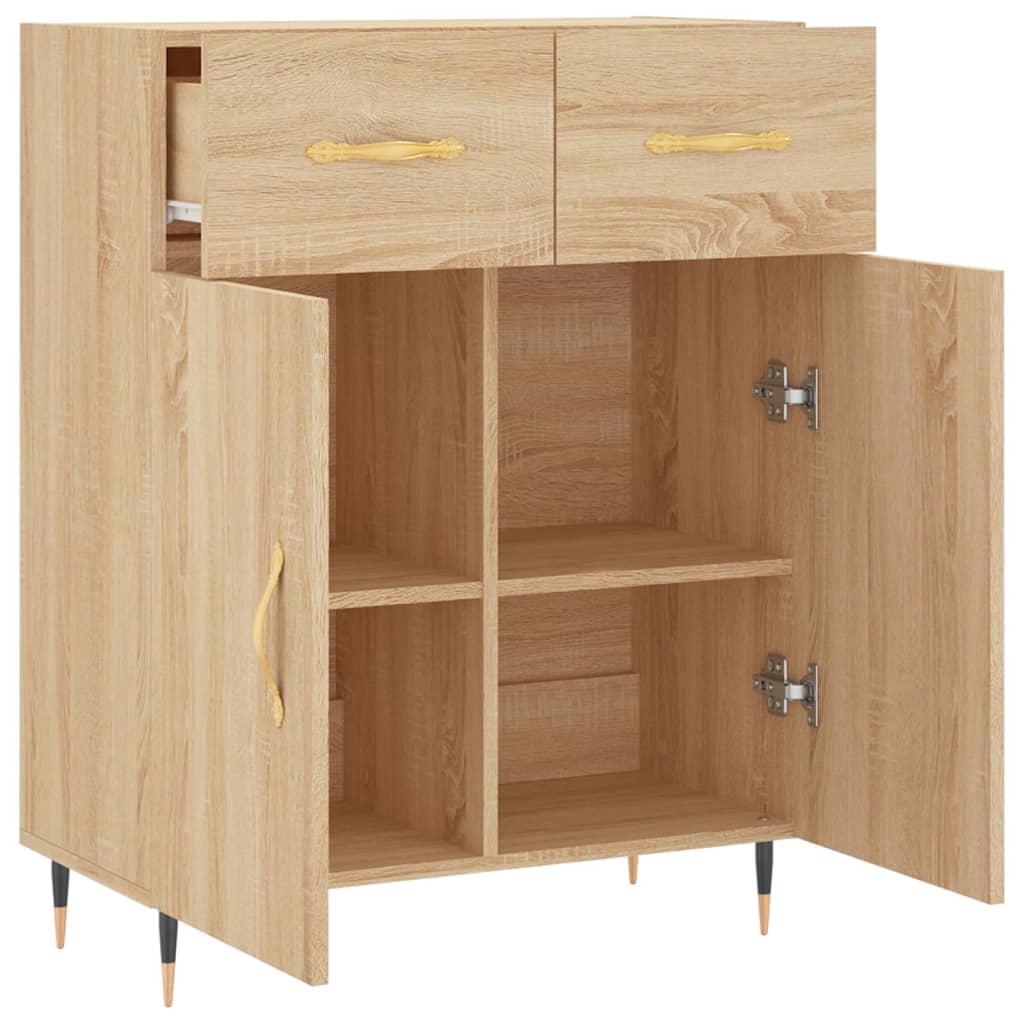 vidaXL Dressoir 69,5x34x90 cm bewerkt hout hoogglans wit