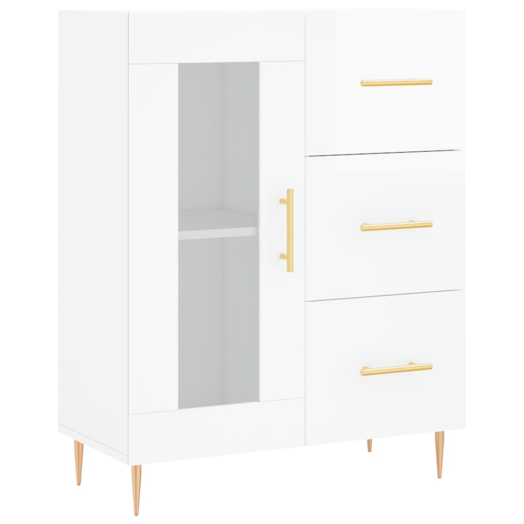 vidaXL Dressoir 69,5x34x90 cm bewerkt hout hoogglans wit