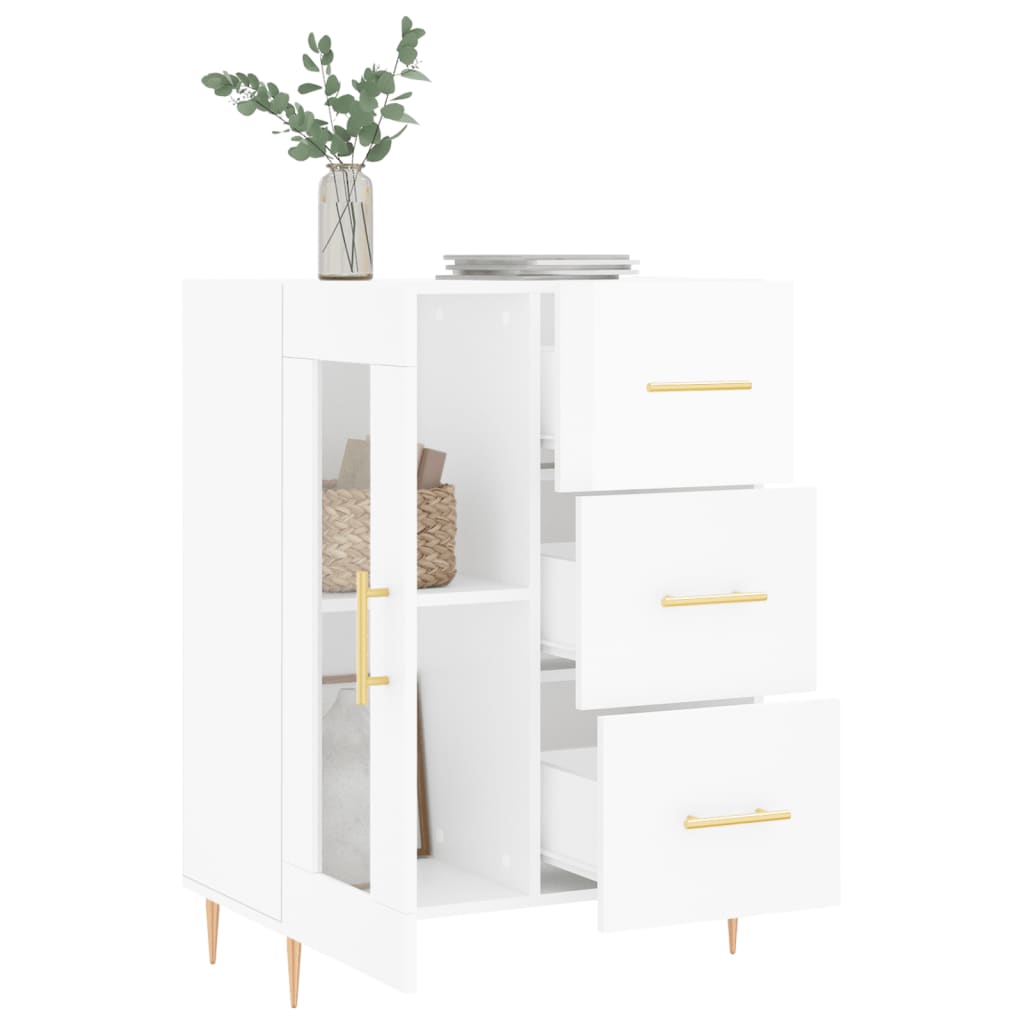 vidaXL Dressoir 69,5x34x90 cm bewerkt hout hoogglans wit