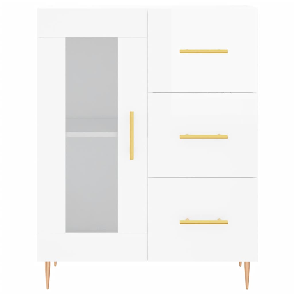 vidaXL Dressoir 69,5x34x90 cm bewerkt hout hoogglans wit