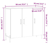 vidaXL Dressoir 90x34x80 cm bewerkt hout wit