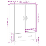 vidaXL Hoge kast 69,5x31x115 cm bewerkt hout wit