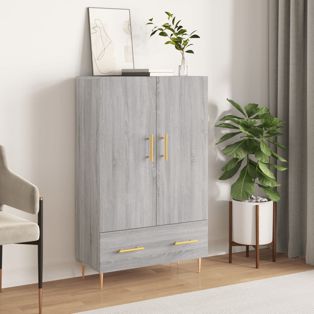 vidaXL Hoge kast 69,5x31x115 cm bewerkt hout betongrijs