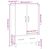 vidaXL Hoge kast 69,5x31x115 cm bewerkt hout wit