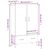 vidaXL Hoge kast 69,5x31x115 cm bewerkt hout wit
