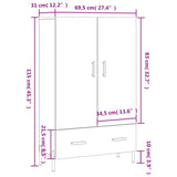 vidaXL Hoge kast 69,5x31x115 cm bewerkt hout wit