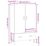 vidaXL Hoge kast 69,5x31x115 cm bewerkt hout betongrijs