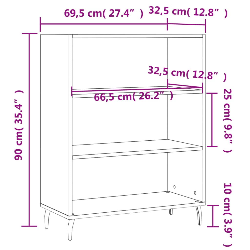 vidaXL Shelf Cabinet 69.5x32.5x90 cm Engineered Wood Concrete Grey