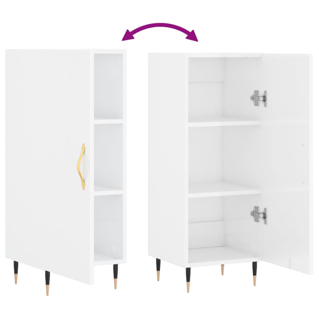 vidaXL Dressoir 34,5x34x90 cm bewerkt hout hoogglans wit