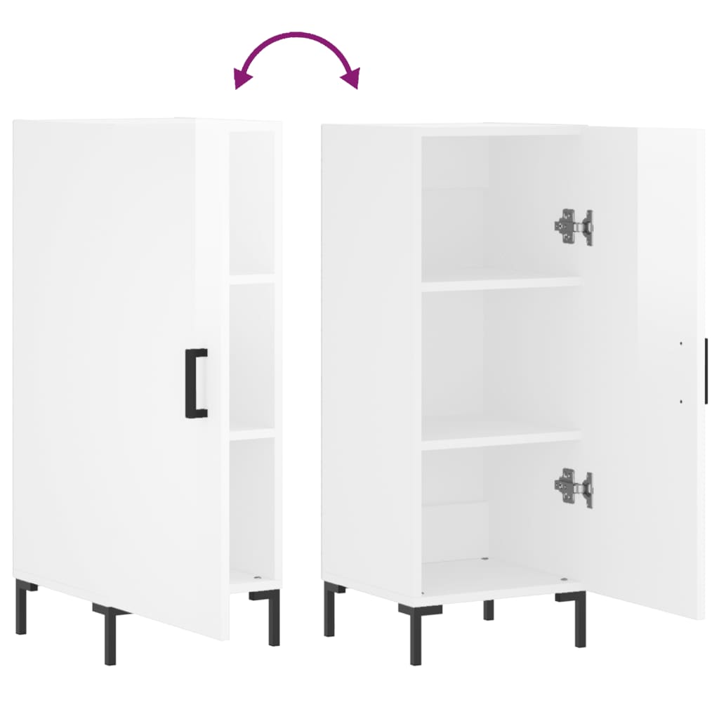 vidaXL Dressoir 34,5x34x90 cm bewerkt hout hoogglans wit