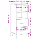 vidaXL Dressoir 34,5x34x90 cm bewerkt hout hoogglans wit