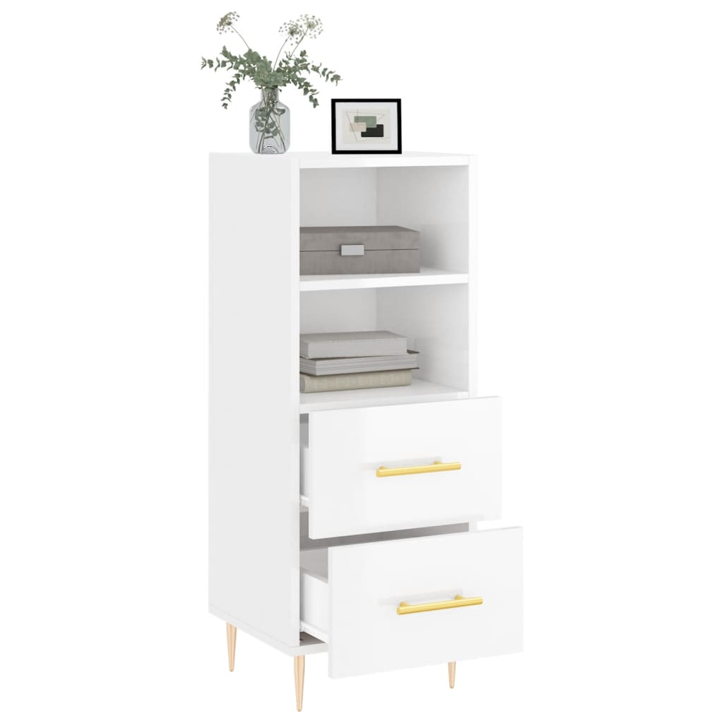 vidaXL Dressoir 34,5x34x90 cm bewerkt hout hoogglans wit