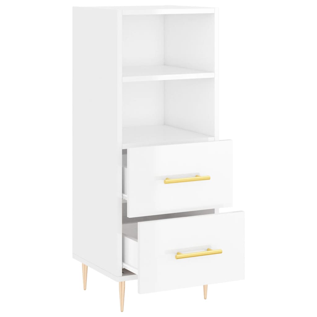 vidaXL Dressoir 34,5x34x90 cm bewerkt hout hoogglans wit