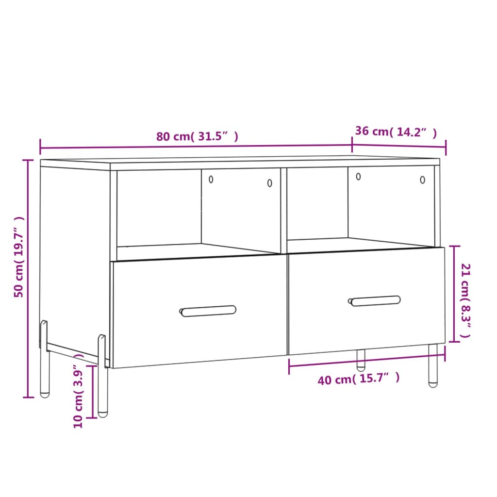 vidaXL Tv-meubel 80x36x50 cm bewerkt hout wit