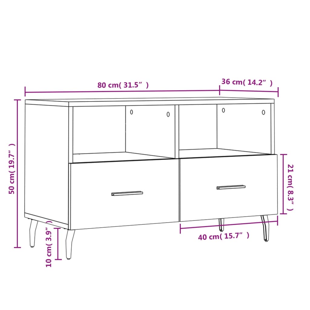 vidaXL TV Cabinet 80x36x50 cm Engineered Wood White