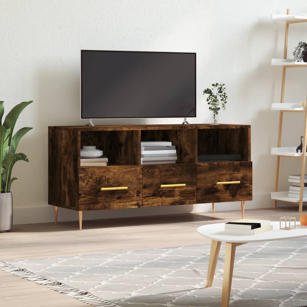 vidaXL Tv-meubel 102x36x50 cm bewerkt hout hoogglans wit