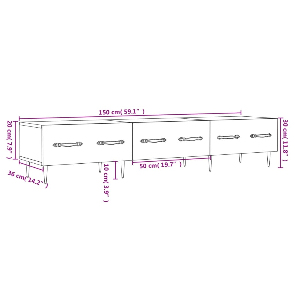 vidaXL Tv-meubel 150x36x30 cm bewerkt hout wit