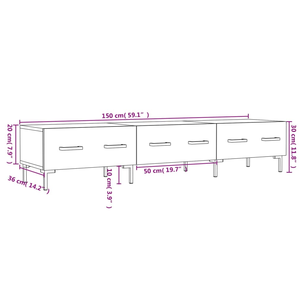 vidaXL TV Cabinet 150x36x30 cm Engineered Wood White