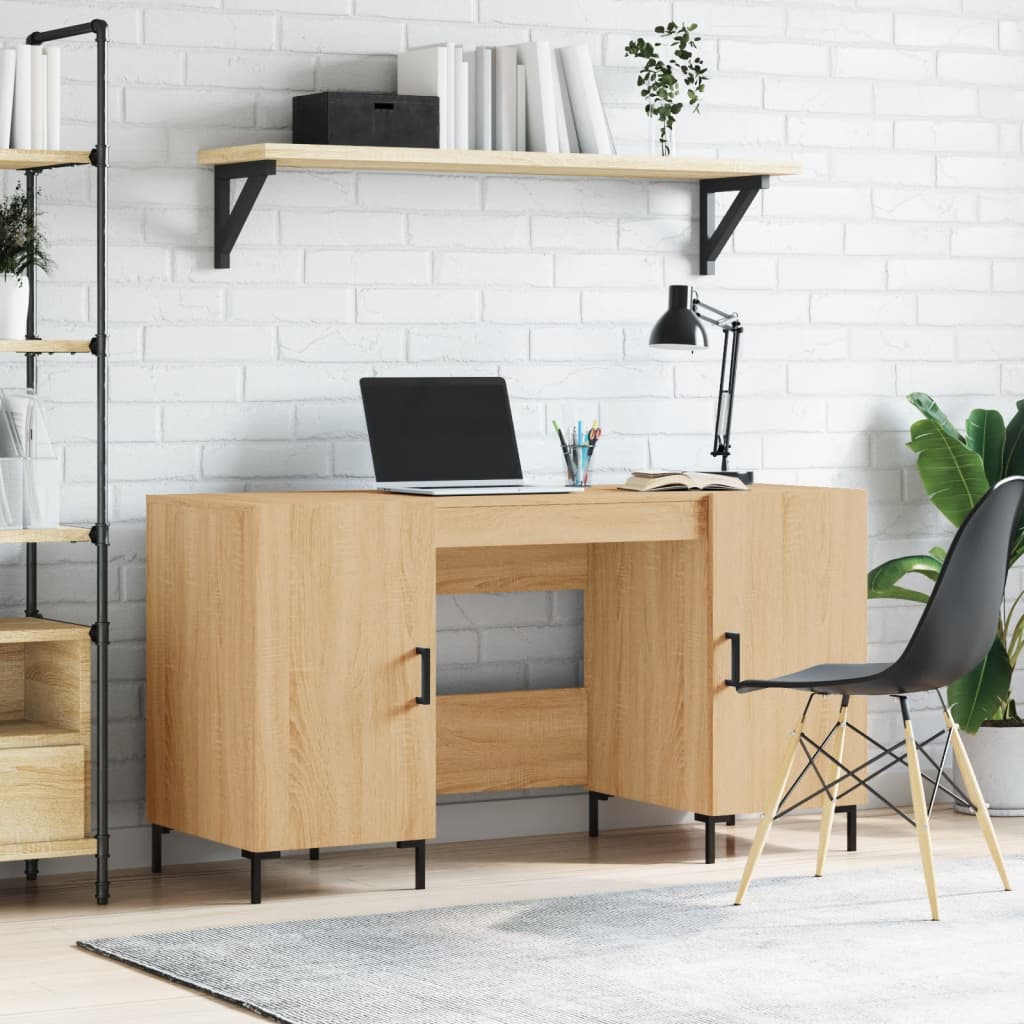vidaXL Bureau 140x50x75 cm bewerkt hout wit