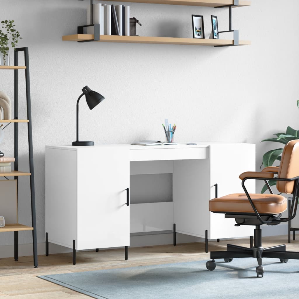 vidaXL Desk 140x50x75 cm engineered wood white