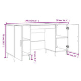 vidaXL Bureau 140x50x75 cm bewerkt hout wit