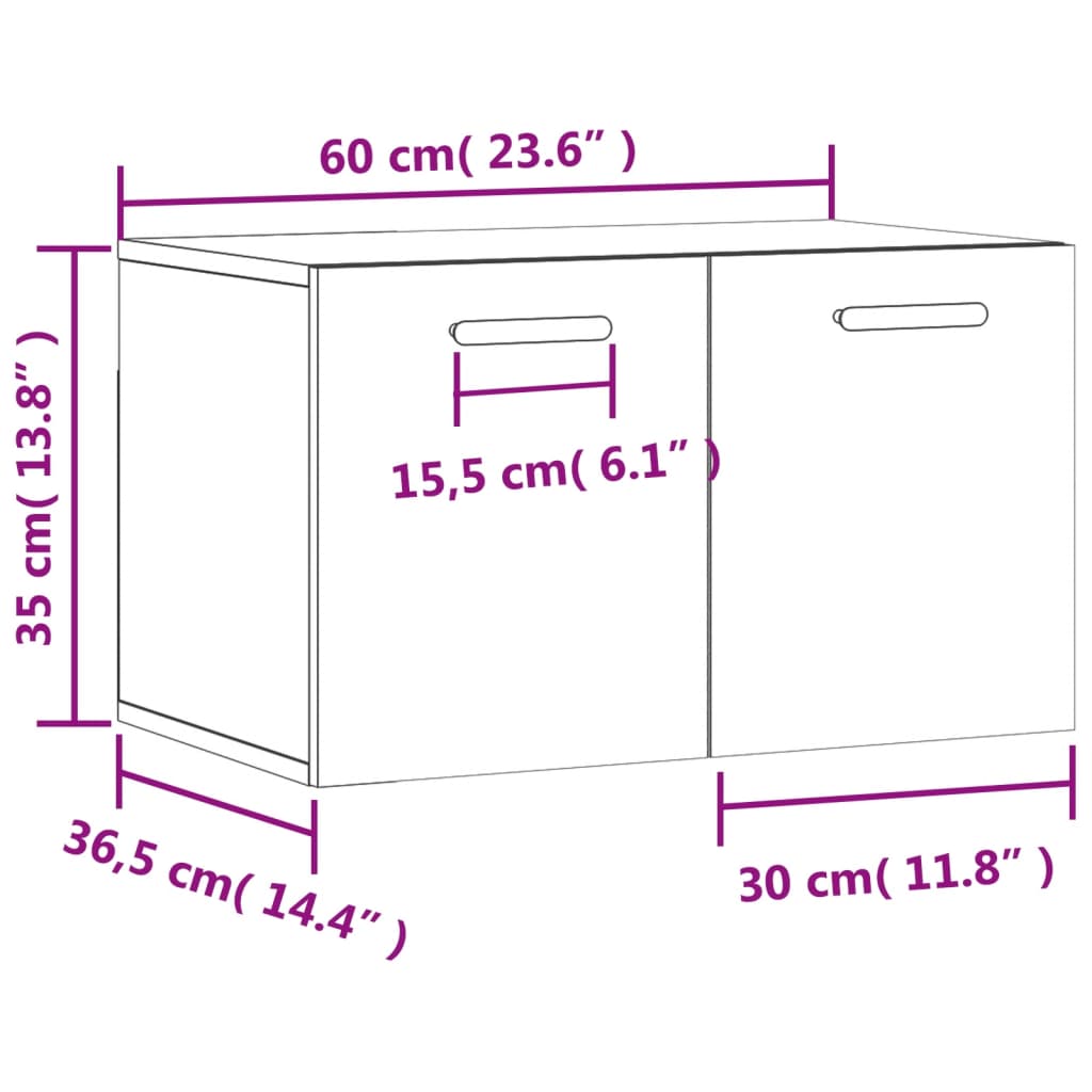 vidaXL Wall Cabinet 60x36.5x35 cm engineered wood white