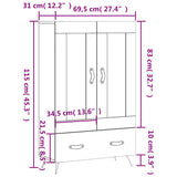 vidaXL Hoge kast 69,5x31x115 cm bewerkt hout wit