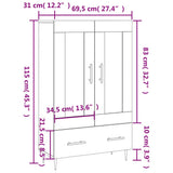vidaXL Hoge kast 69,5x31x115 cm bewerkt hout wit