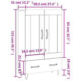 vidaXL Hoge kast 69,5x31x115 cm bewerkt hout wit