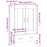 vidaXL Hoge kast 69,5x31x115 cm bewerkt hout wit