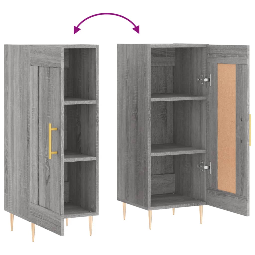 vidaXL Dressoir 34,5x34x90 cm bewerkt hout betongrijs