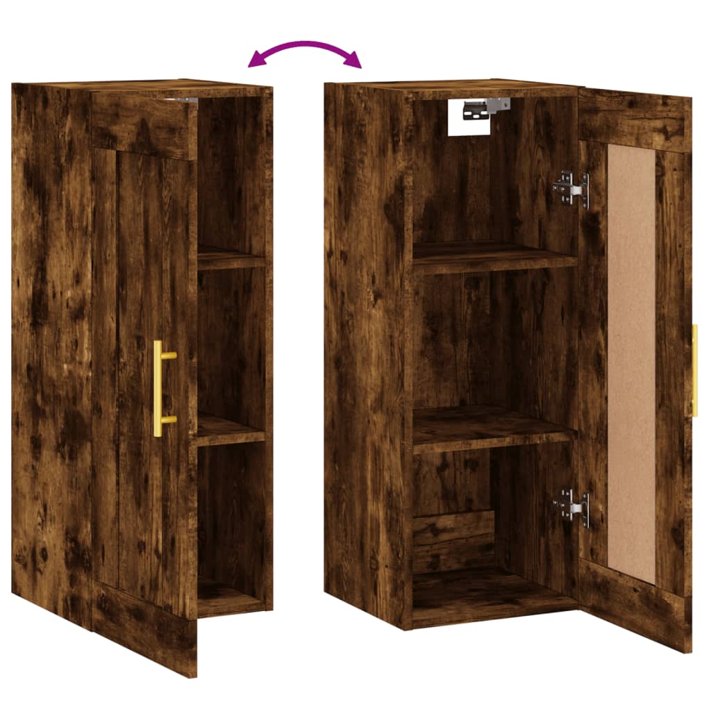 vidaXL Wandkast 34,5x34x90 cm bewerkt hout gerookt eikenkleurig