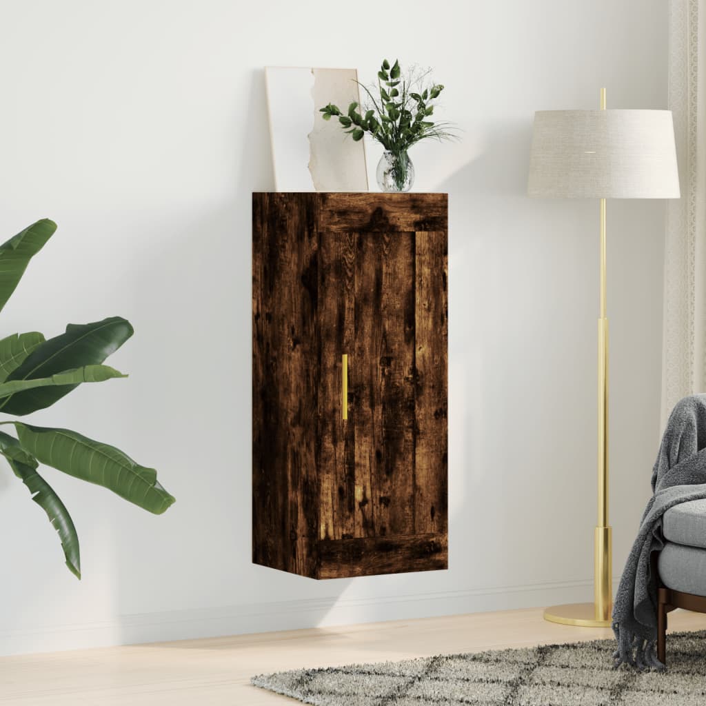 vidaXL Wandkast 34,5x34x90 cm bewerkt hout gerookt eikenkleurig