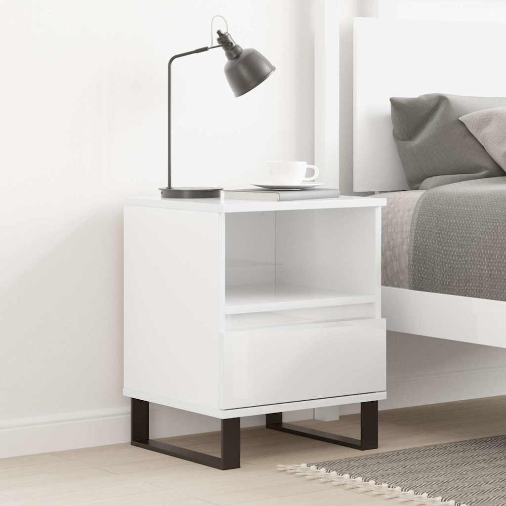 vidaXL Bedside Cabinet with Drawer Black Oak 40x35x50 cm Engineered Wood