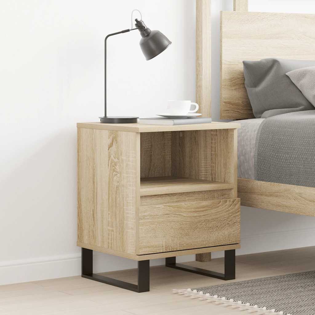 vidaXL Bedside Cabinet with Drawer Black Oak 40x35x50 cm Engineered Wood