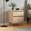 vidaXL Bedkast met lade Zwart Eiken 40 x 35 x 50 cm Bewerkt hout