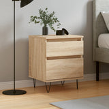 vidaXL Bedkast met lade Zwart Eiken 40 x 35 x 50 cm Bewerkt hout