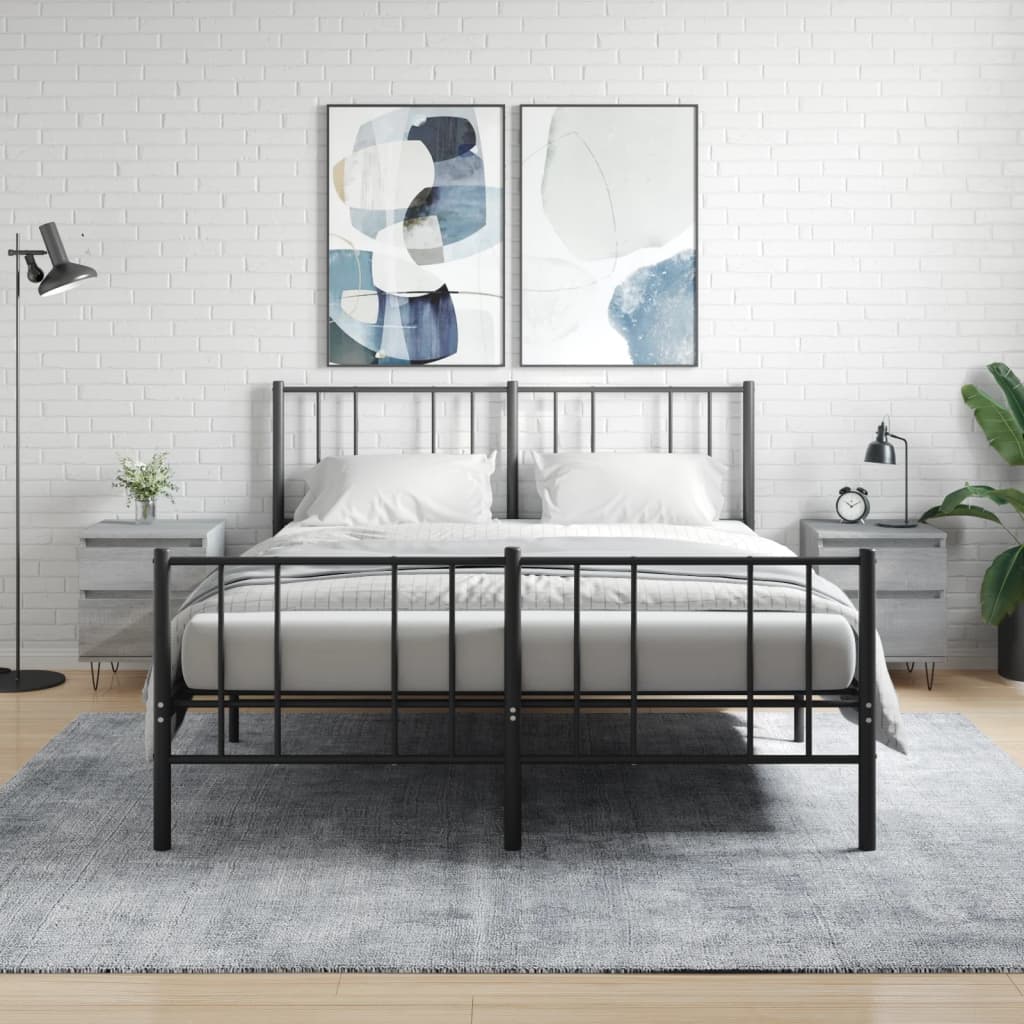 vidaXL Bedkast met lade Zwart Eiken 40 x 35 x 50 cm Bewerkt hout
