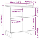 vidaXL Dressoir 60x35x70 cm bewerkt hout wit