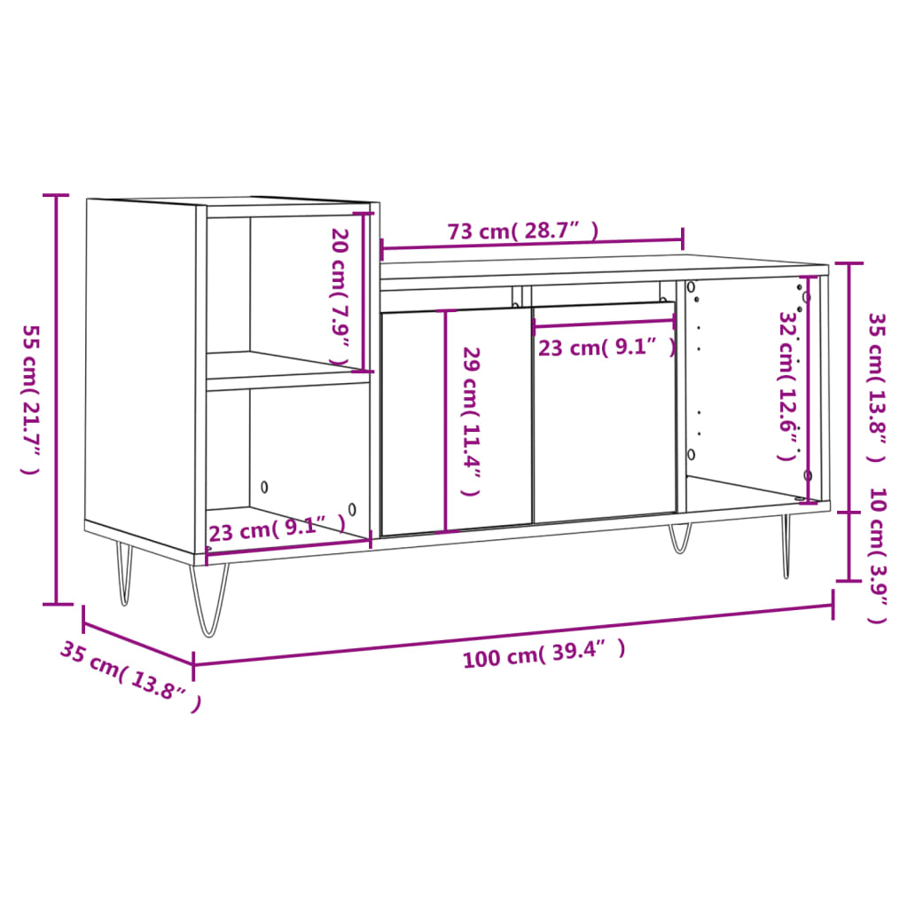 vidaXL Tv-meubel 100x35x55 cm bewerkt hout wit