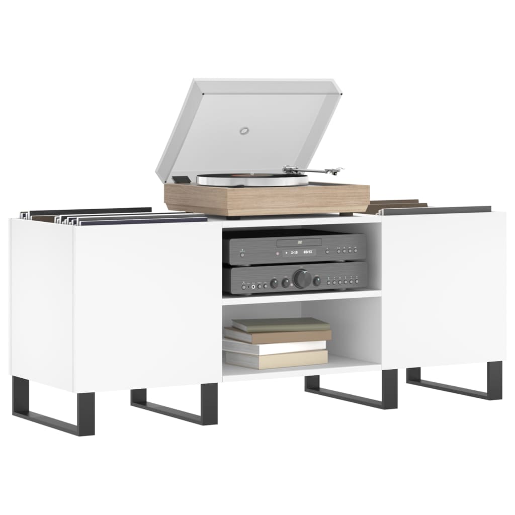 vidaXL Platenkast 121x38x48 cm bewerkt hout wit