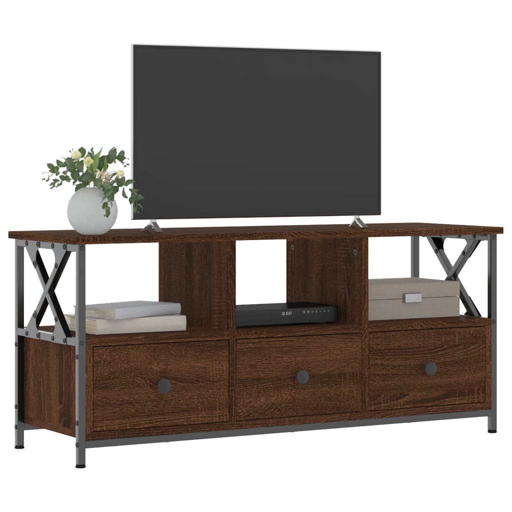 vidaXL TV cabinet 102x33x45 cm engineered wood and iron black