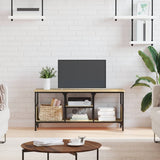 vidaXL Tv-meubel 100x33x45 cm bewerkt hout en ijzer sonoma eikenkleur