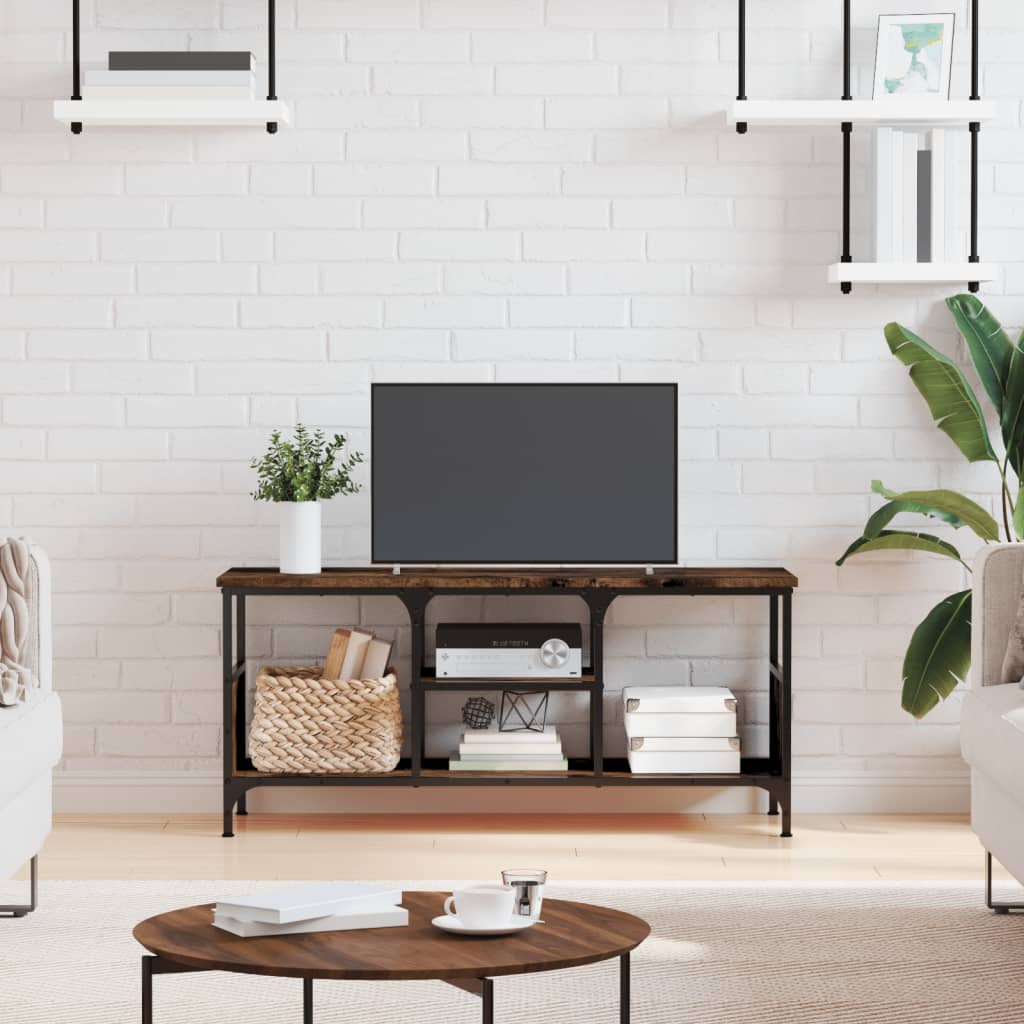 vidaXL Tv-meubel 100x33x45 cm bewerkt hout en ijzer sonoma eikenkleur