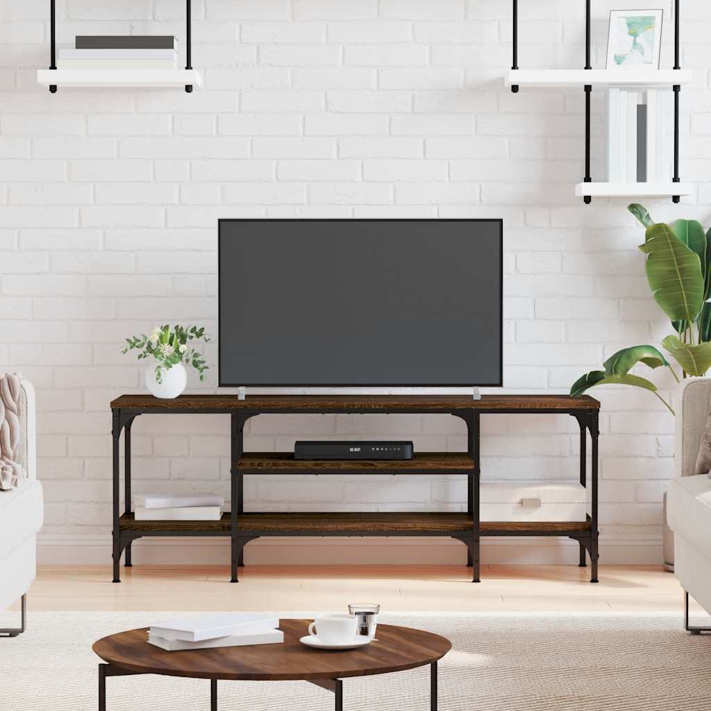 vidaXL Tv-meubel 100x33x45 cm bewerkt hout en ijzer sonoma eikenkleur