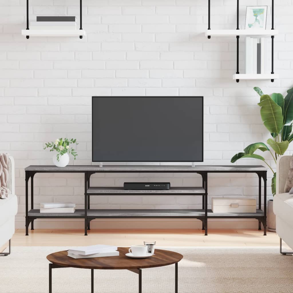 vidaXL Tv-meubel 100x33x45 cm bewerkt hout en ijzer sonoma eikenkleur